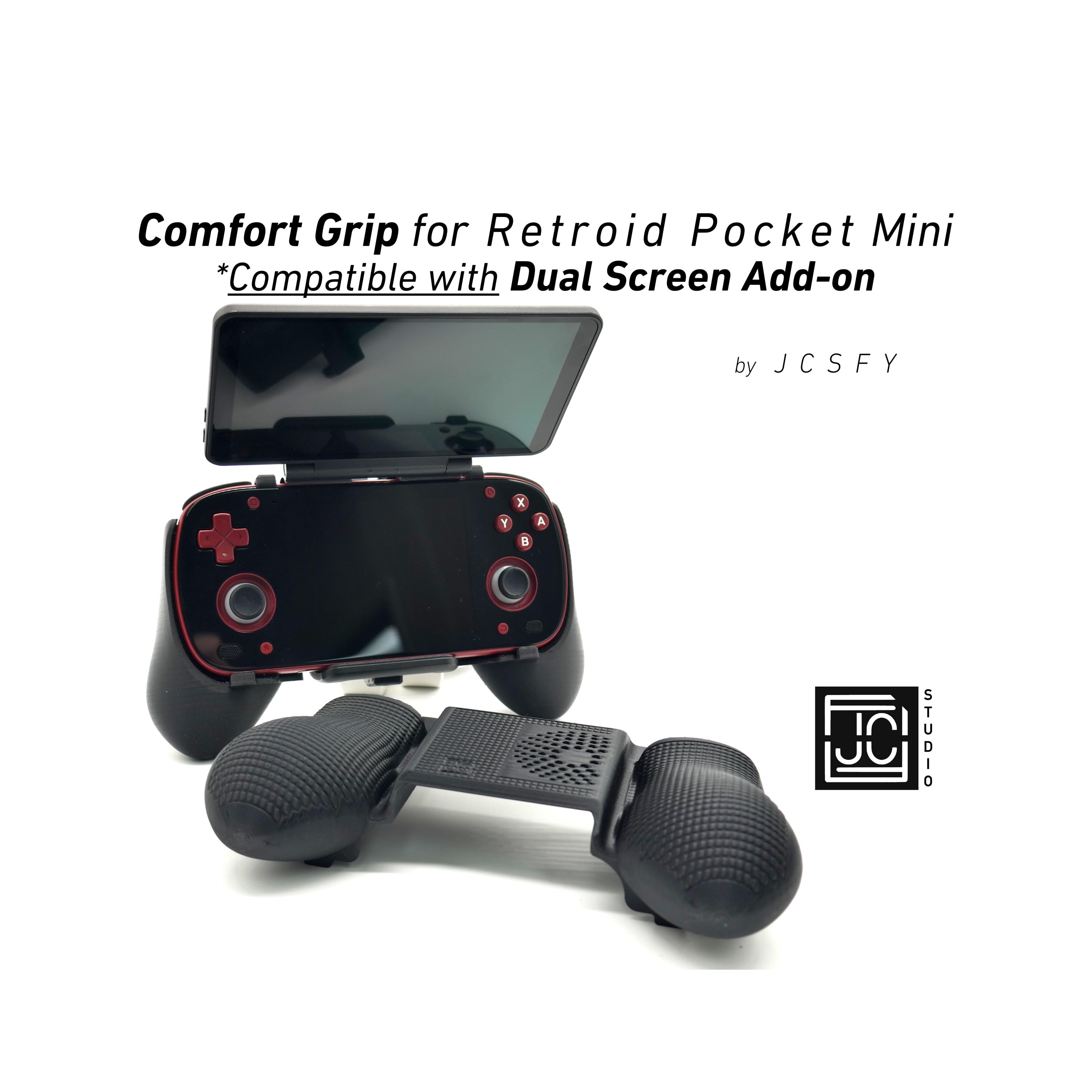 JCSFY Retroid Pocket Mini thick comfort grip compatible with the Retroid dual screen add-on