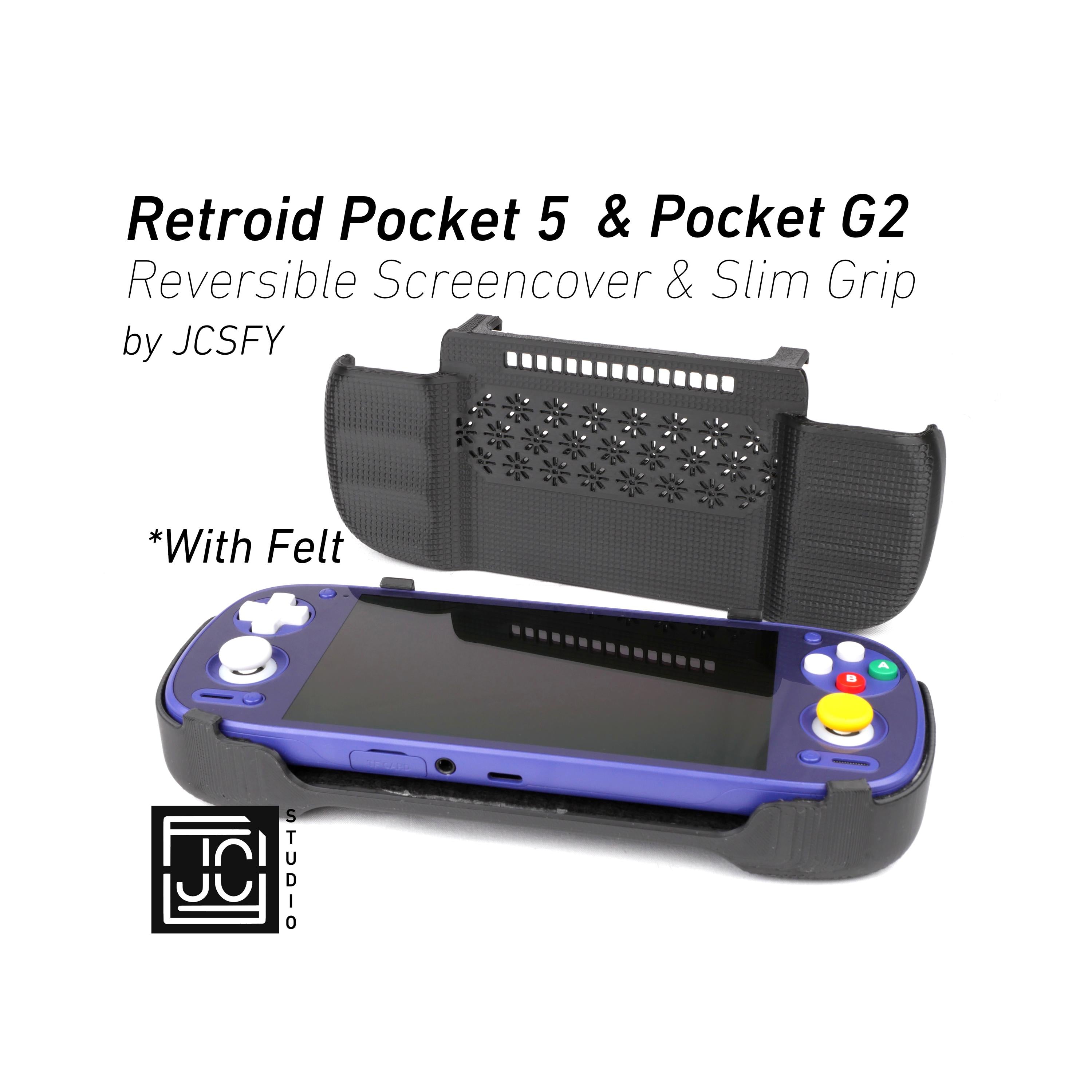 JCSFY Retroid Pocket 5 and G2 slim grip and reversible screen cover accessory
