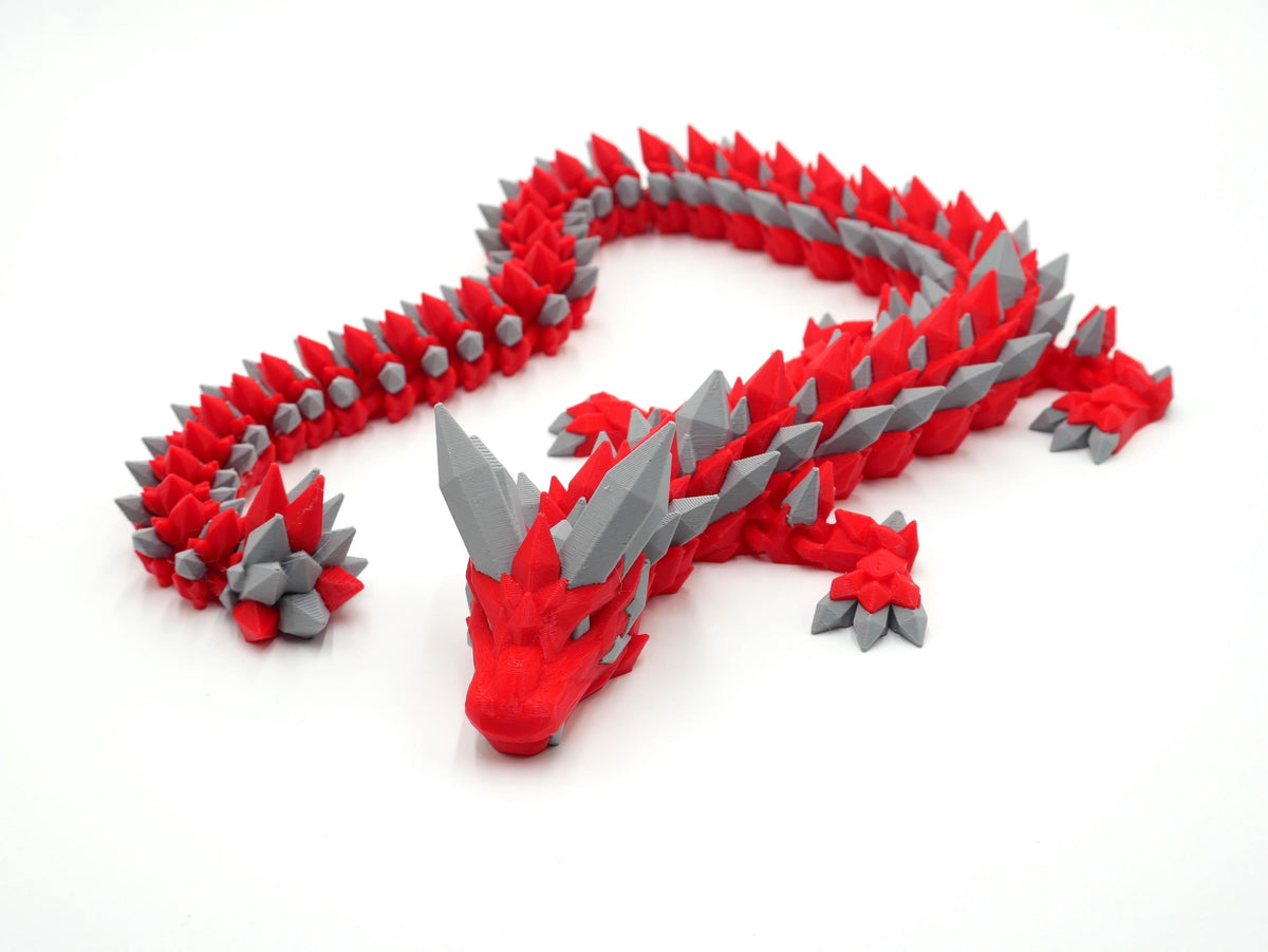 JCSFY buckeye scarlet and gray articulated dragon shown in the Etsy listing hero image
