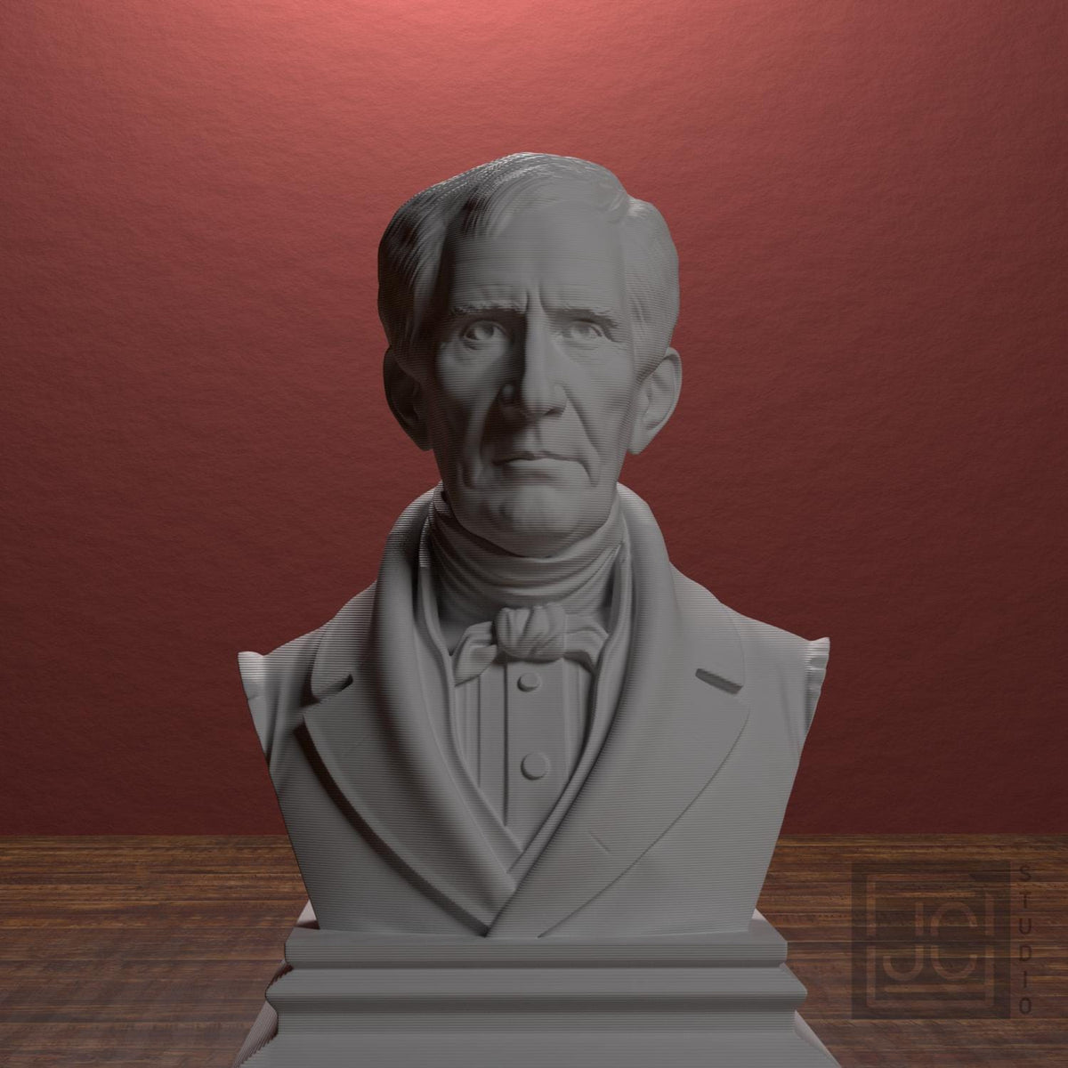 JCSFY William Henry Harrison statue shown in the Etsy listing hero image