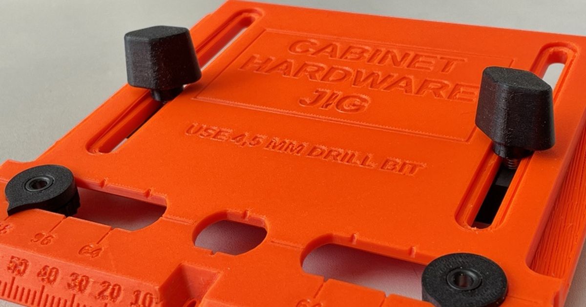 3D printed cabinet hardware jig used to locate drawer pull and cabinet handle holes