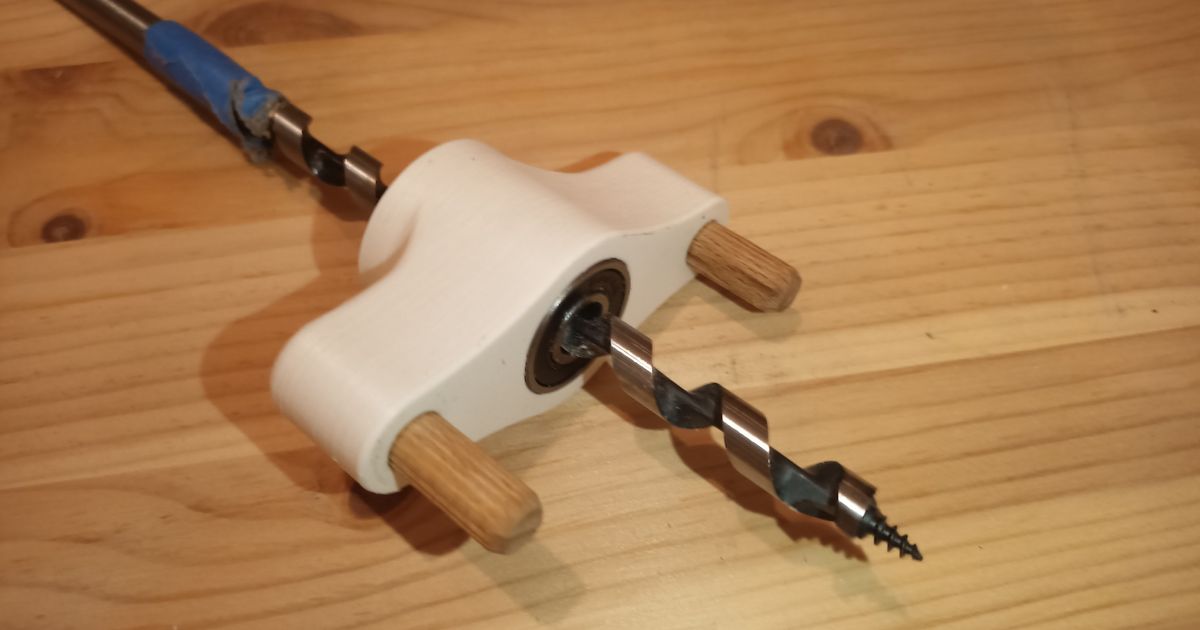 3D printed drill guide used to align straight holes in a woodworking joint