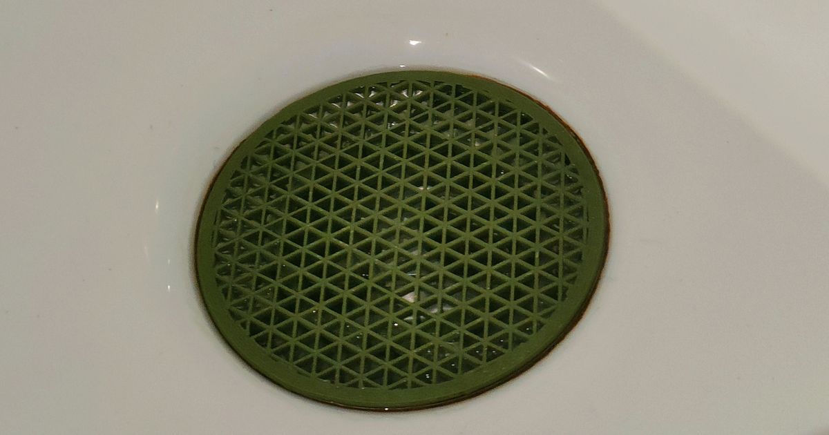 3D printed shower drain hair catcher used to catch hair before it clogs the shower drain