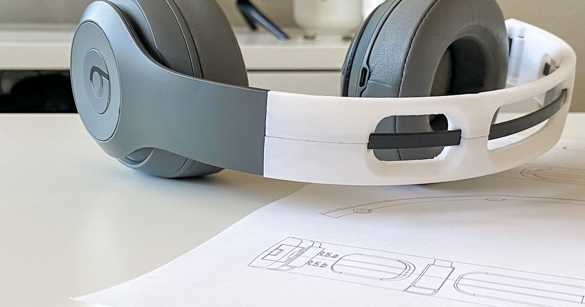 3D printed replacement part for a broken Beats Studio 3 headphone headband