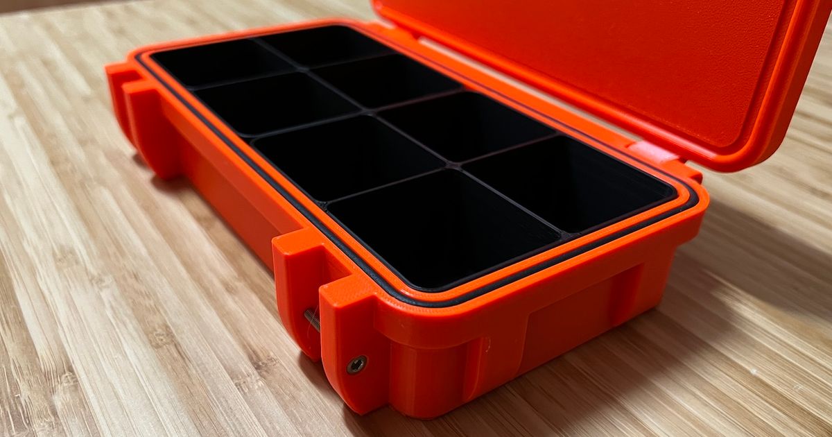 3D printed Utility Case Low Boy with latching lid for storing hardware, tools, and small parts