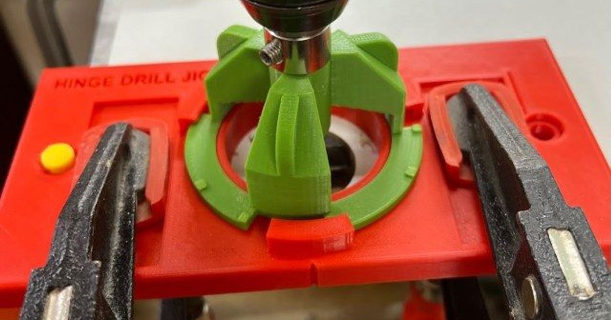 3D printed hinge drill jig for drilling 35 mm cabinet hinge cup holes with better alignment
