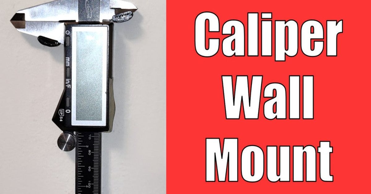 3D printed wall holder for digital and dial calipers mounted above a workshop bench