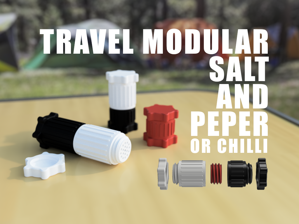 3D printed modular travel salt and pepper set for camping and picnic cooking kits