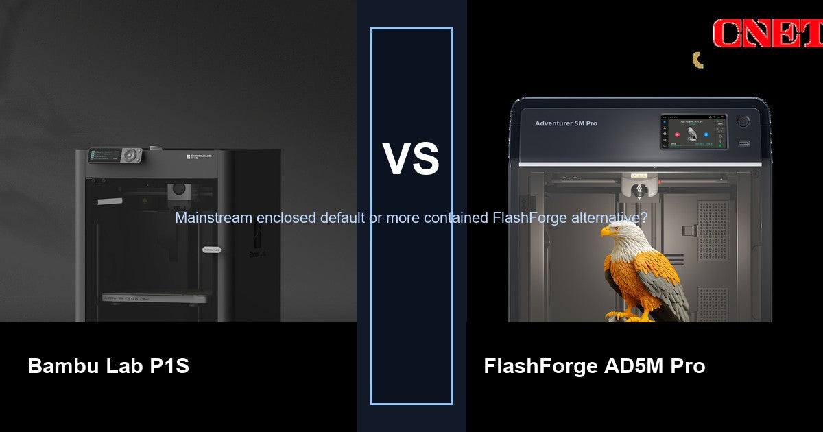 Bambu Lab P1S vs FlashForge Adventurer 5M Pro comparison hero image