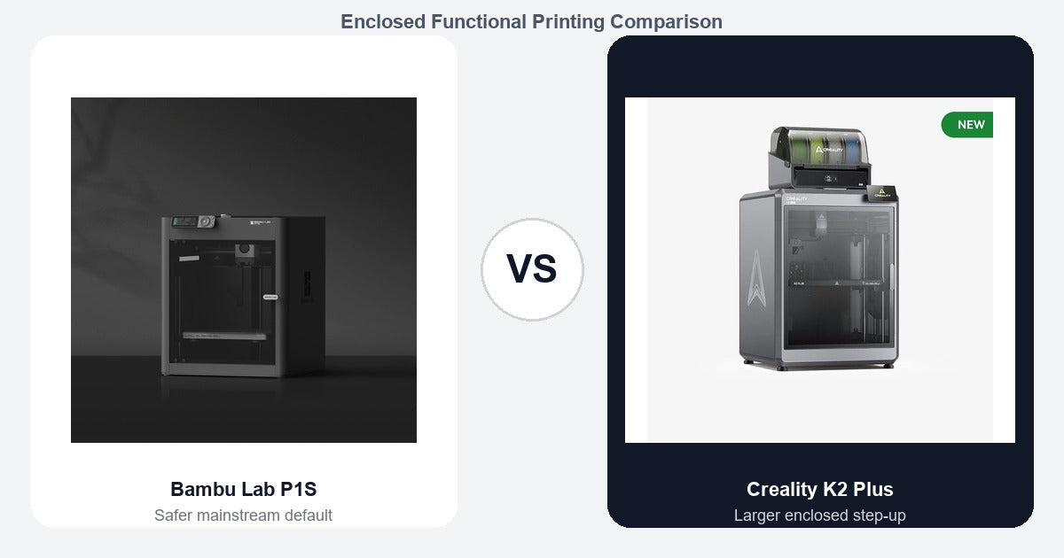 Bambu Lab P1S vs Creality K2 Plus comparison hero image