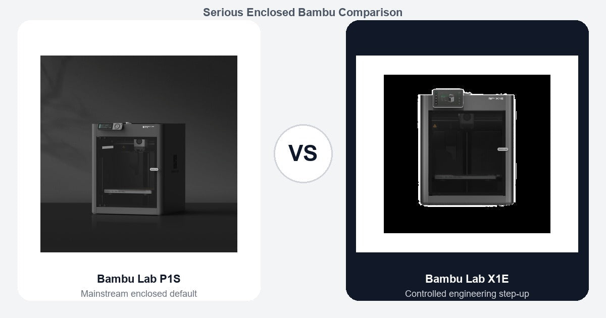 Bambu Lab P1S vs Bambu Lab X1E comparison hero image