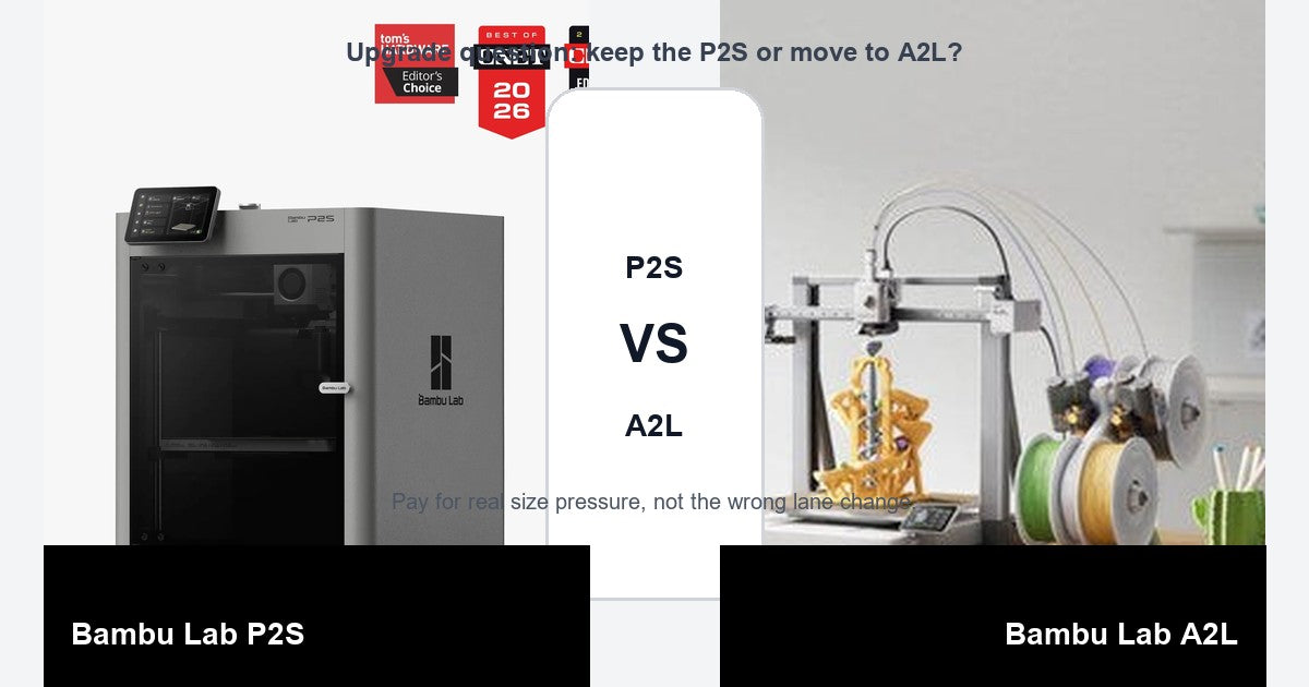 Bambu Lab P2S to A2L upgrade comparison hero image