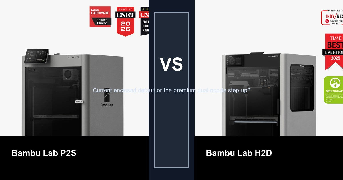 Bambu Lab P2S vs Bambu Lab H2D comparison hero image