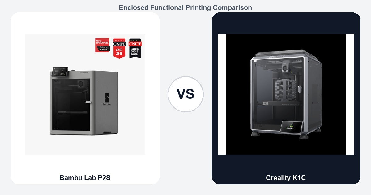 Bambu Lab P2S vs Creality K1C comparison hero image