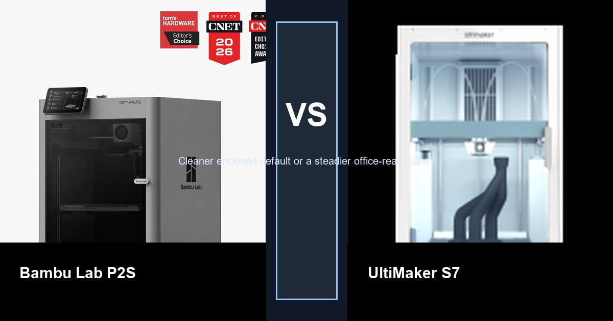 Bambu Lab P2S vs UltiMaker S7 comparison hero image