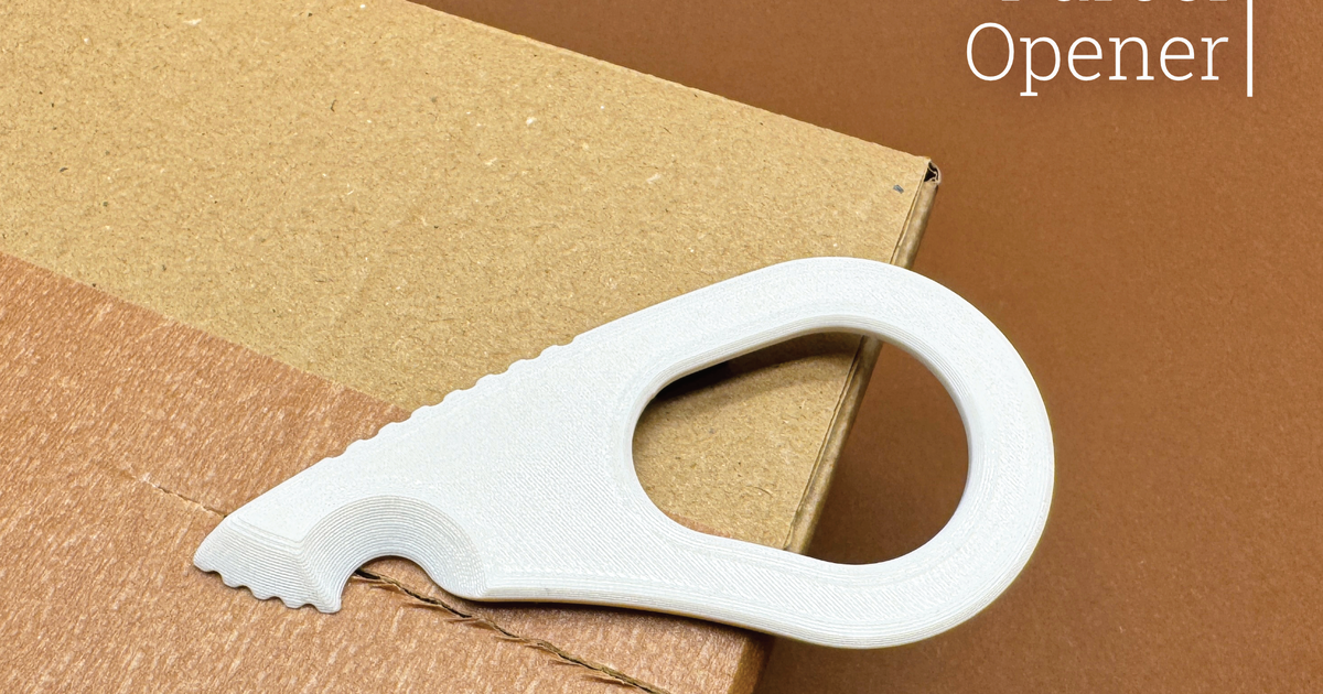 3D printed parcel opener for boxes, mailers, and shipping bags