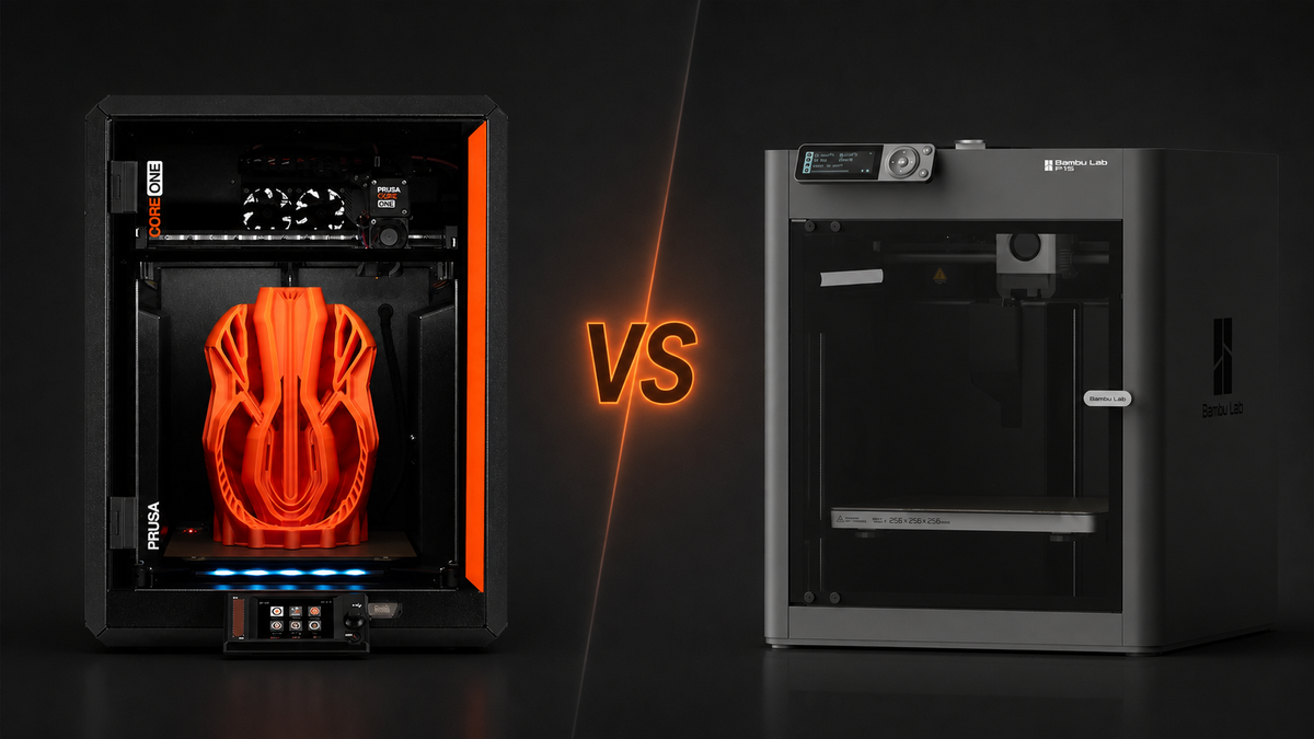 Prusa CORE One+ vs Bambu Lab P1S enclosed 3D printer comparison