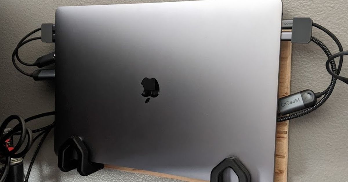 3D printed MacBook wall holder mount bracket for cleaner desk storage