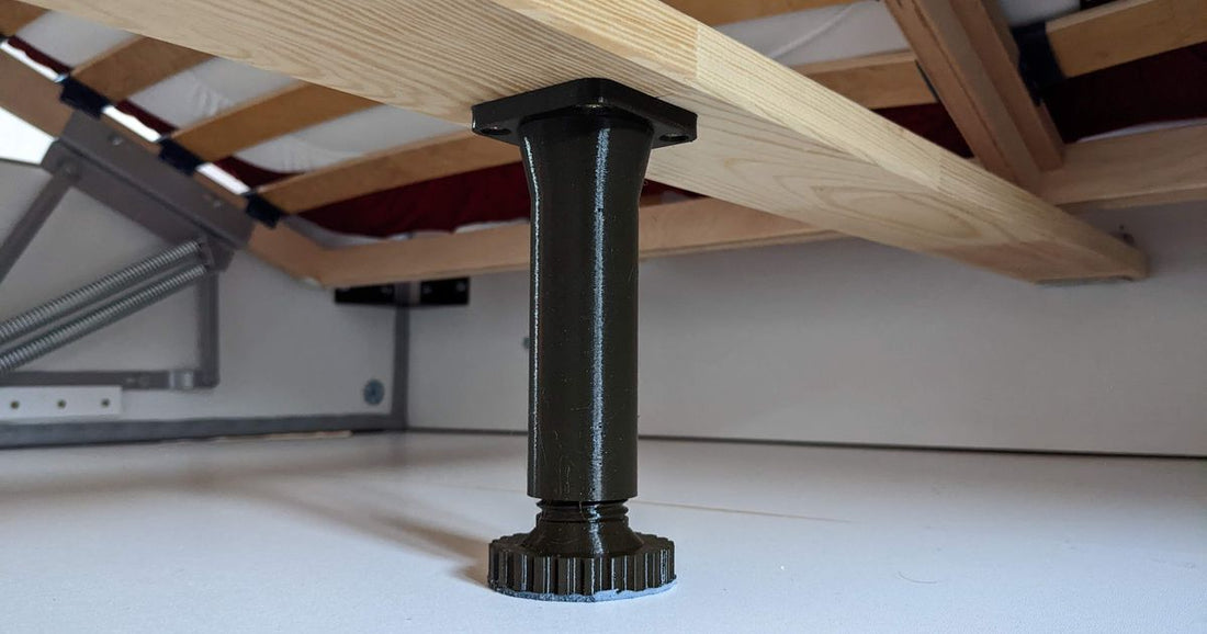 3D printed adjustable bed frame center support leg