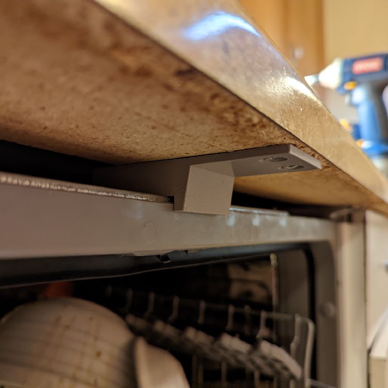 3D printed dishwasher support bracket for Bosch dishwasher door-latch repair