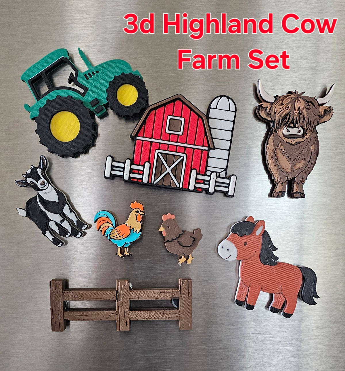 3D printed Highland cow farm magnet gift set for cow lovers and western gift bags