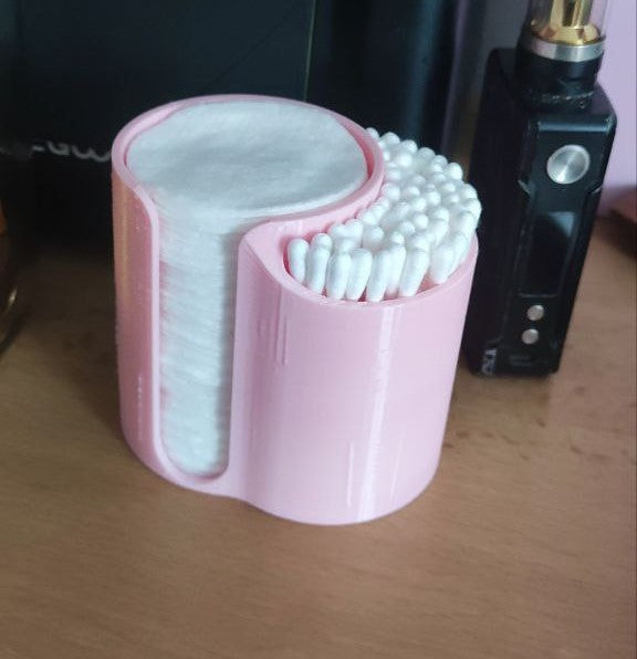 3D printed bathroom vanity organizer for cotton pads and cotton swabs