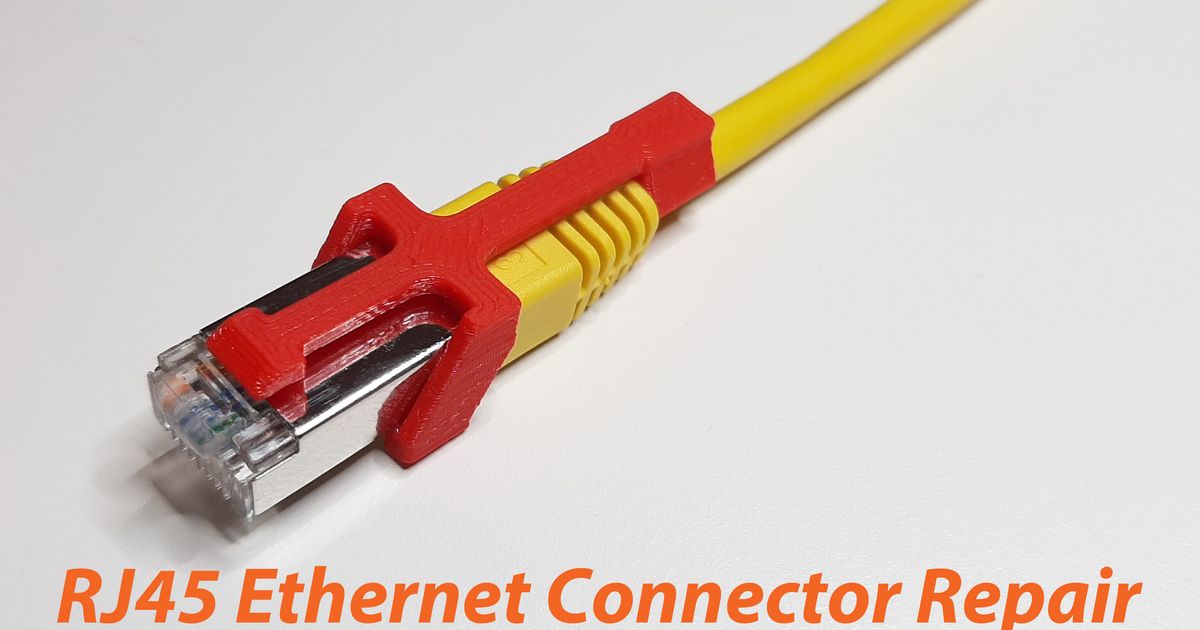 3D printed RJ45 Ethernet connector repair clip for broken cable latch tabs