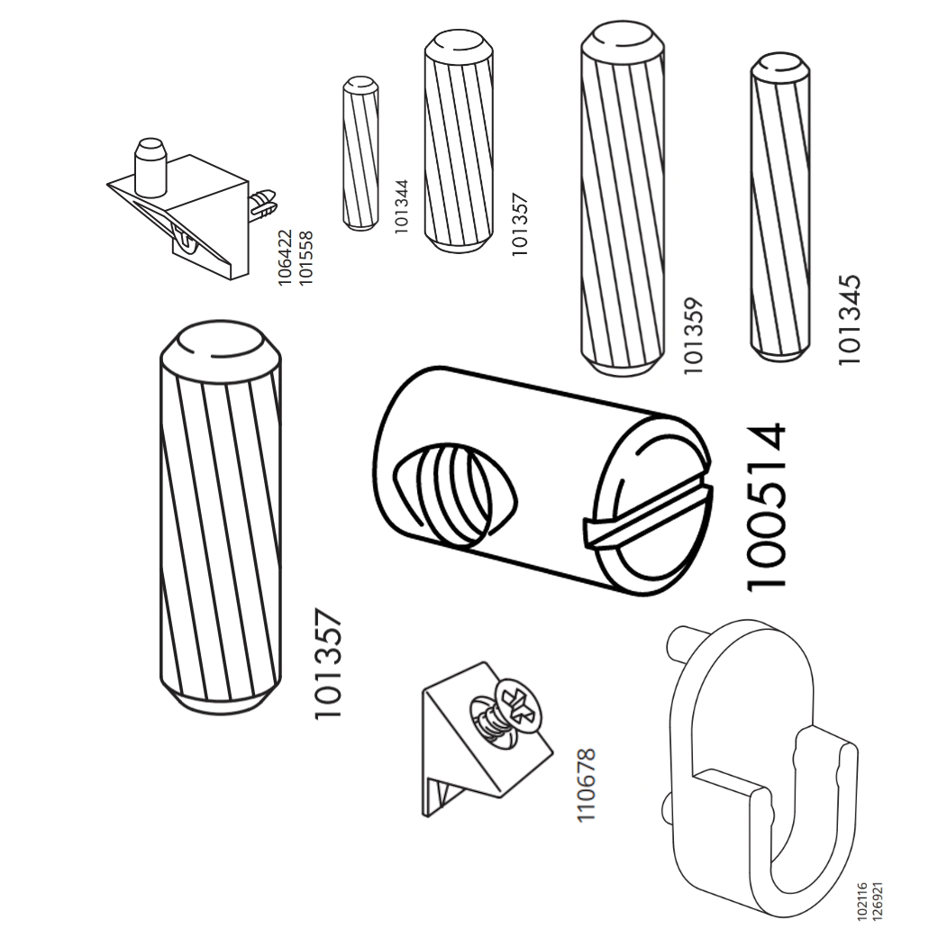 Assorted 3D printable IKEA spare parts for furniture repair and replacement