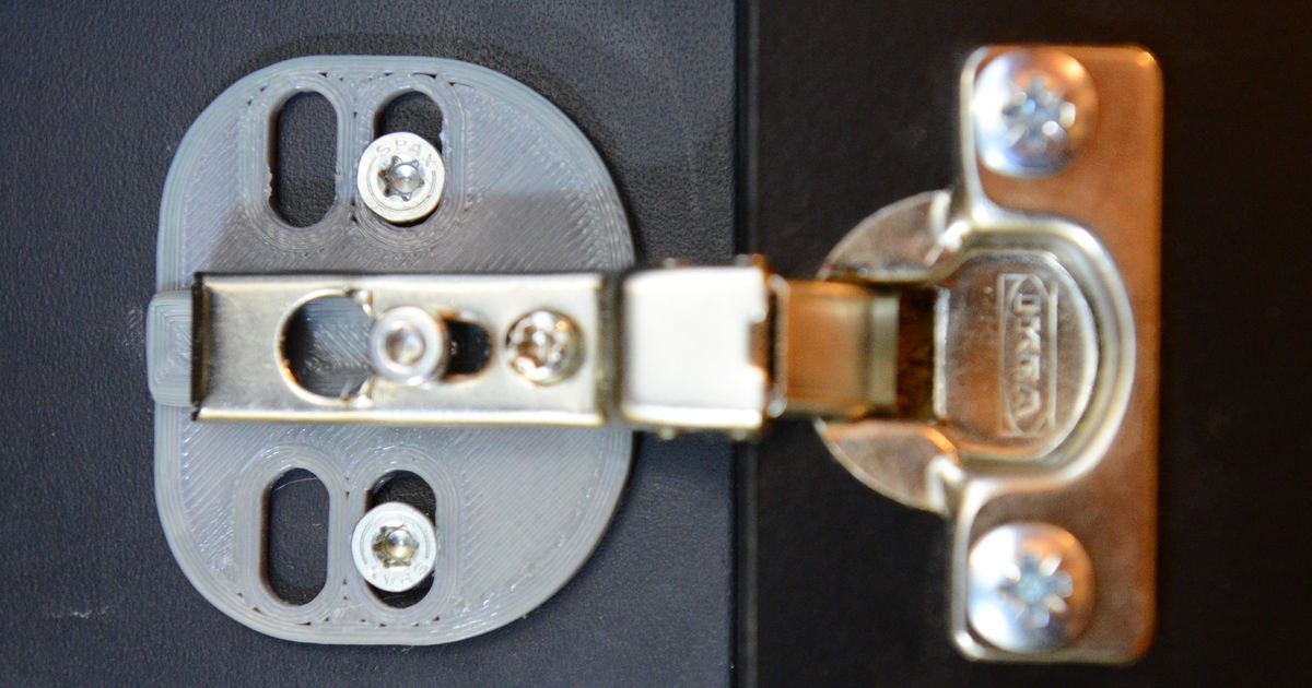 3D printed IKEA hinge replacement baseplate for cabinet and KALLAX door repair