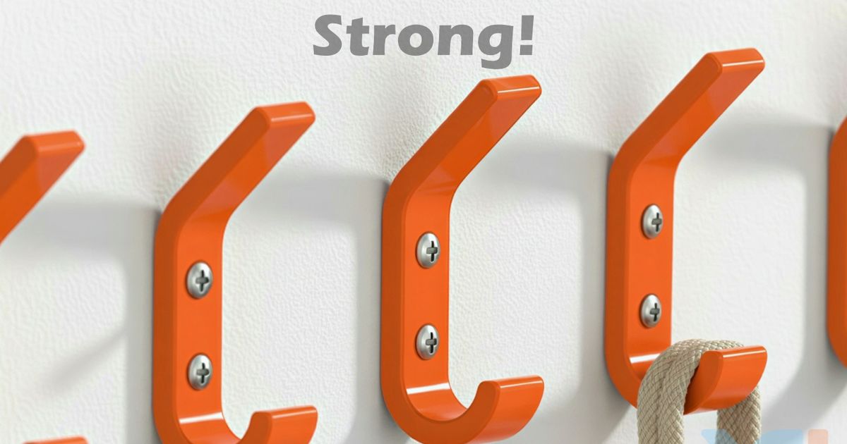 3D printed universal wall hook mounted on a wall for hanging everyday household or desk items