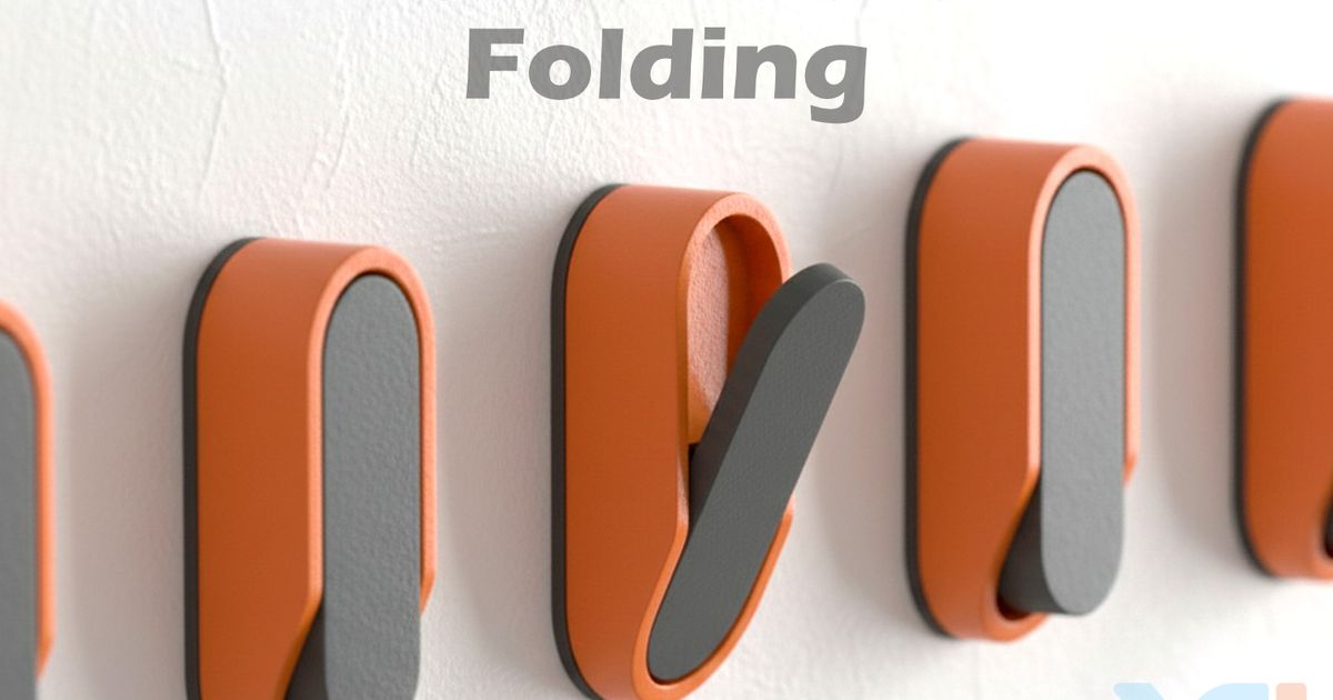 3D printed folding wall hook shown open on a wall for everyday hanging storage