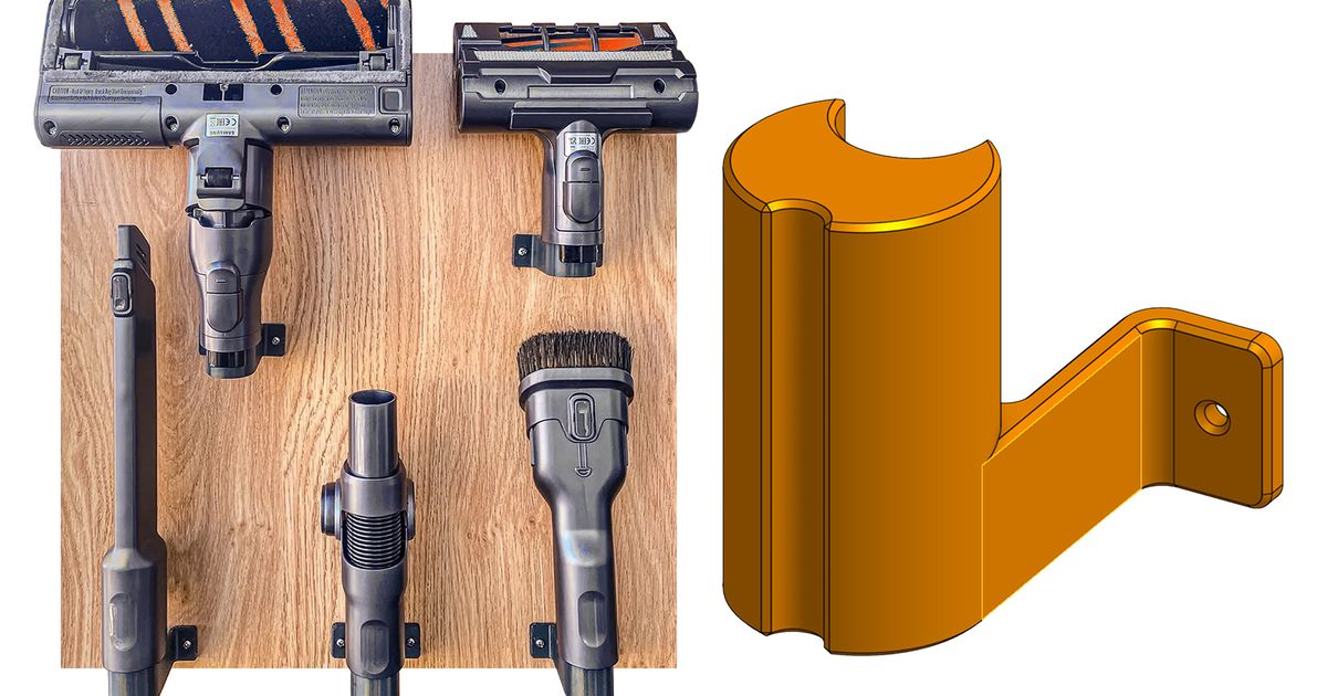 3D printed universal vacuum tool wall mount holding loose accessories