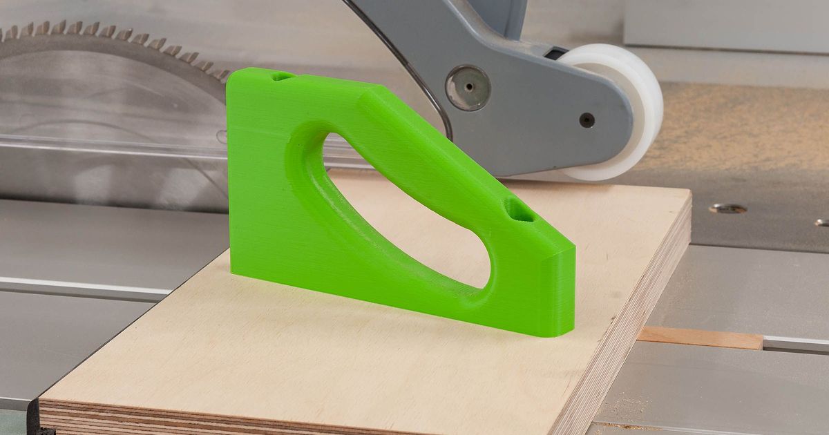 3D printed jig and fixture handle mounted on a woodworking shop setup