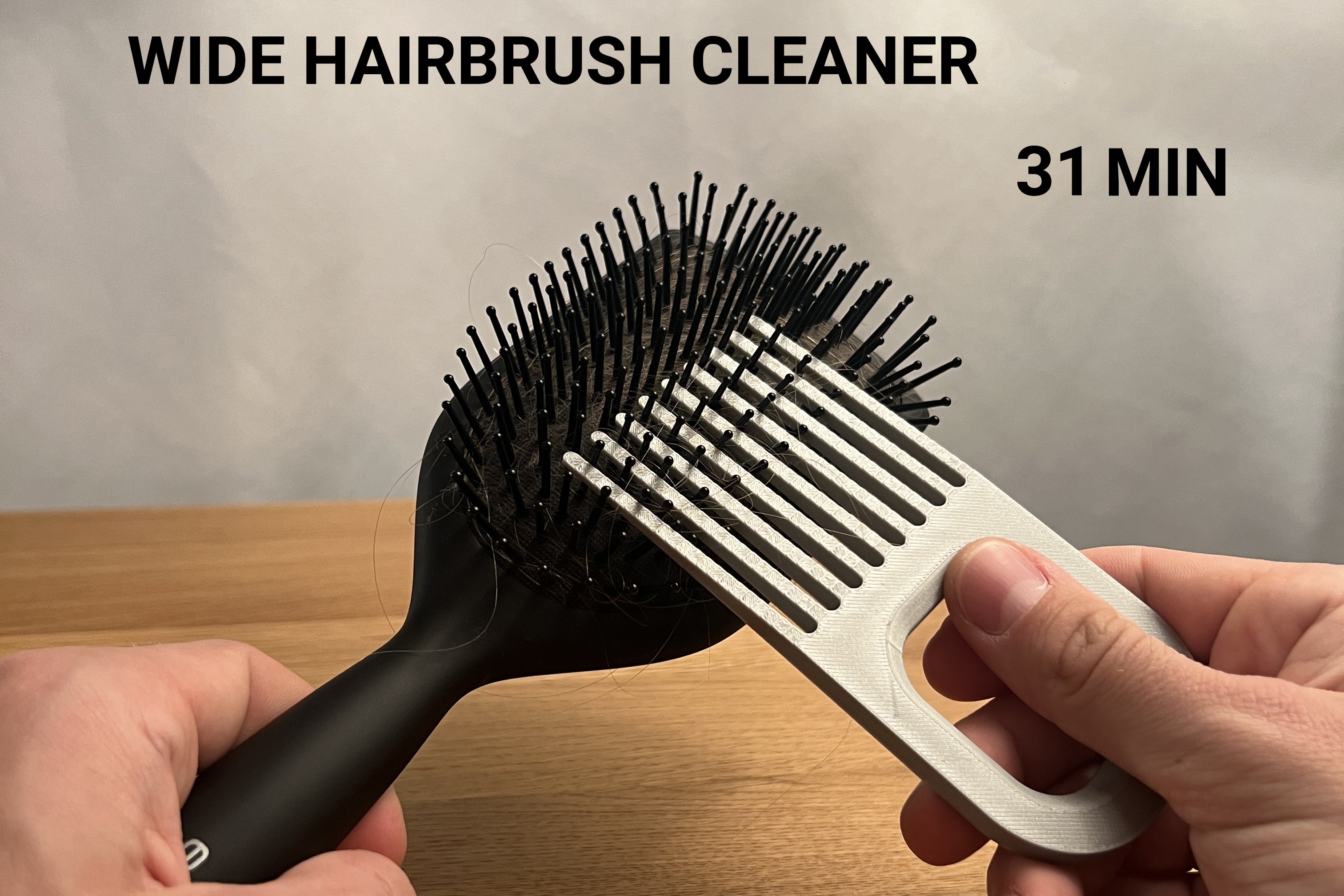 3D printed hairbrush cleaner tool for pulling hair and lint out of brush bristles