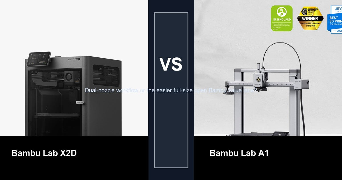 Bambu Lab X2D vs Bambu Lab A1 comparison hero image
