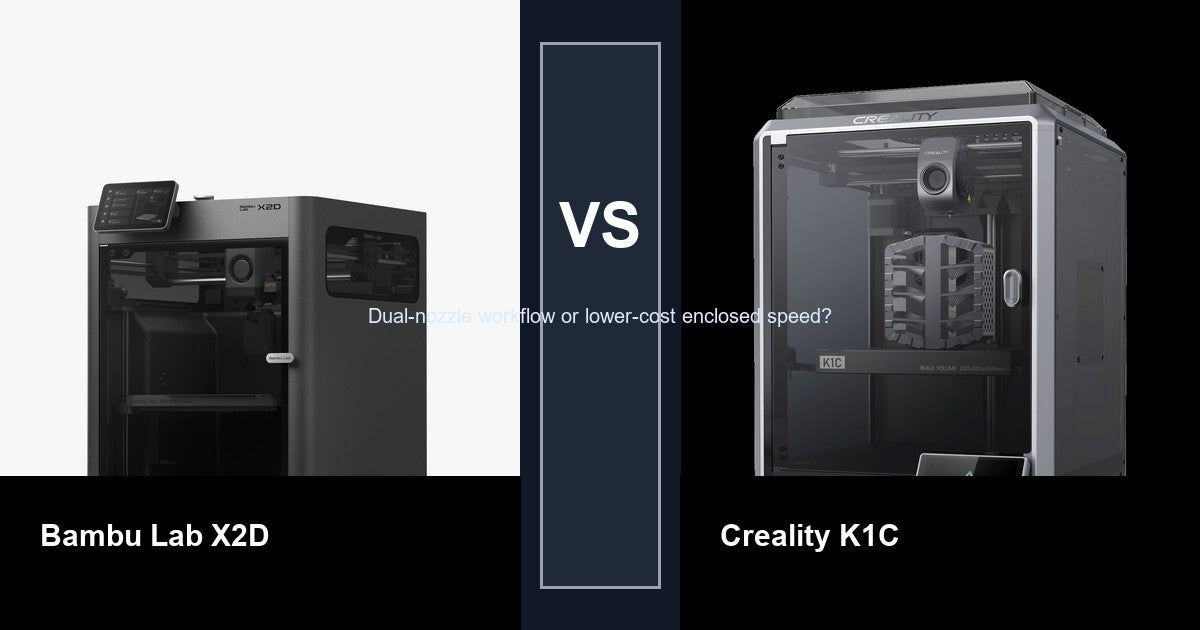 Bambu Lab X2D vs Creality K1C comparison hero image