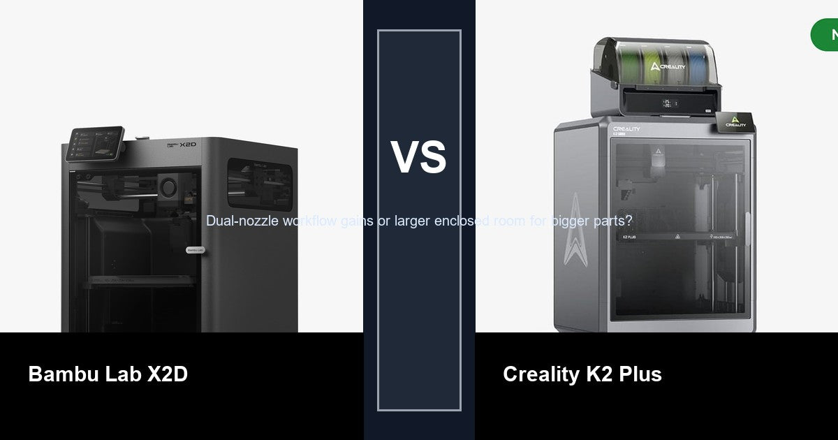 Bambu Lab X2D vs Creality K2 Plus comparison hero image