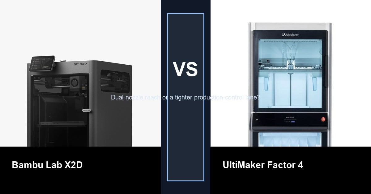 Bambu Lab X2D vs UltiMaker Factor 4 comparison hero image