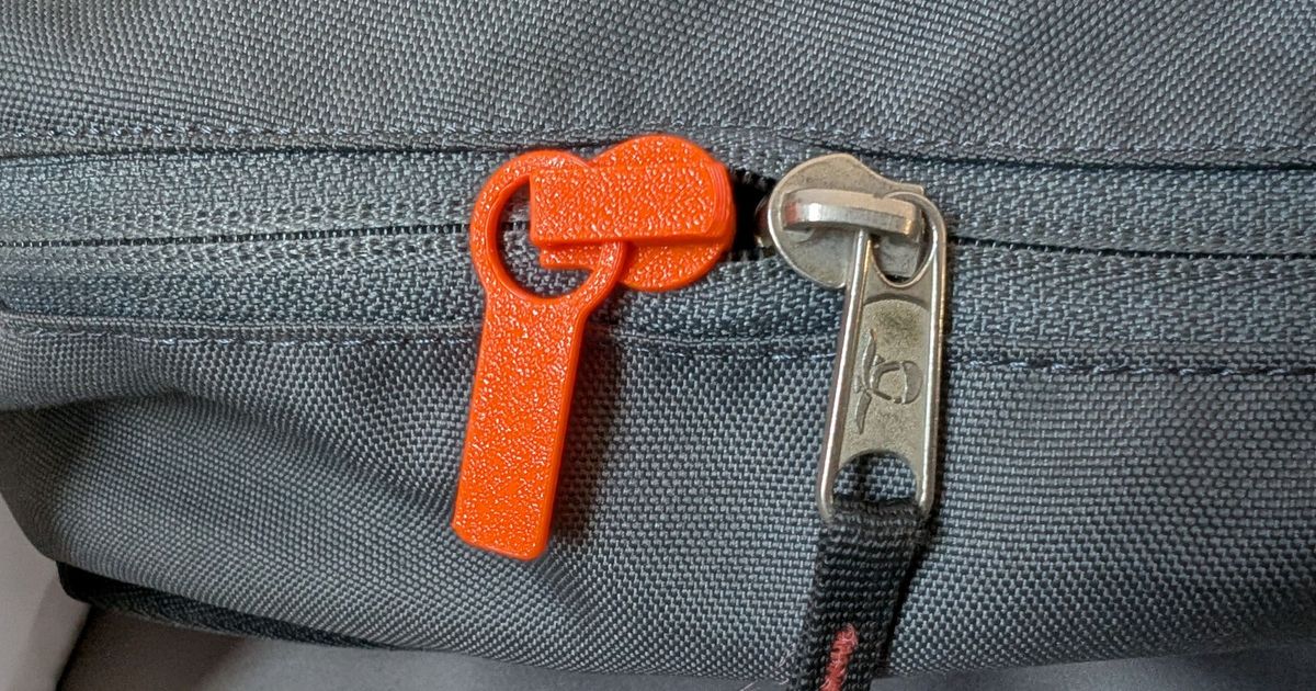 3D printed zipper slider replacement parts for repairing jackets, bags, and zippered gear