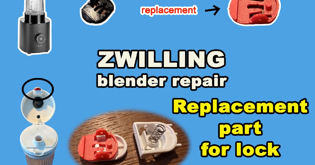 3D printed Zwilling blender lock repair part for a broken lid-lock component