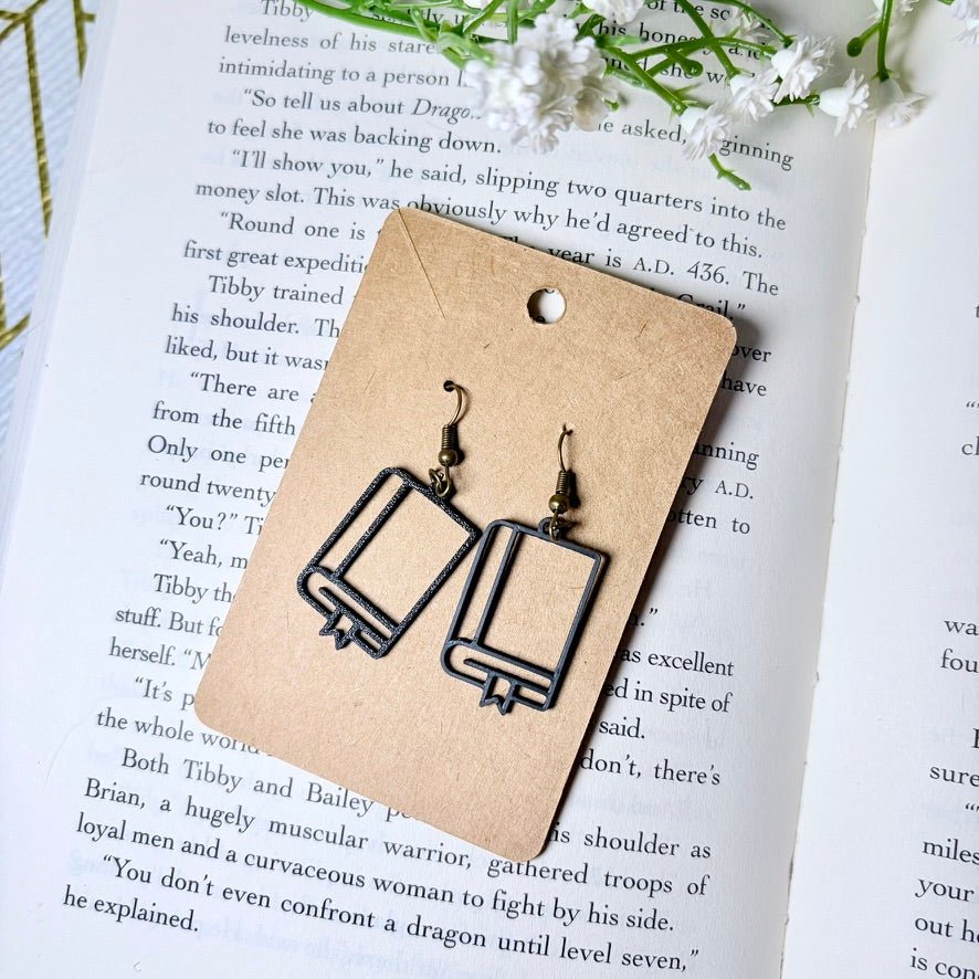 3D Printed Black Books Earrings