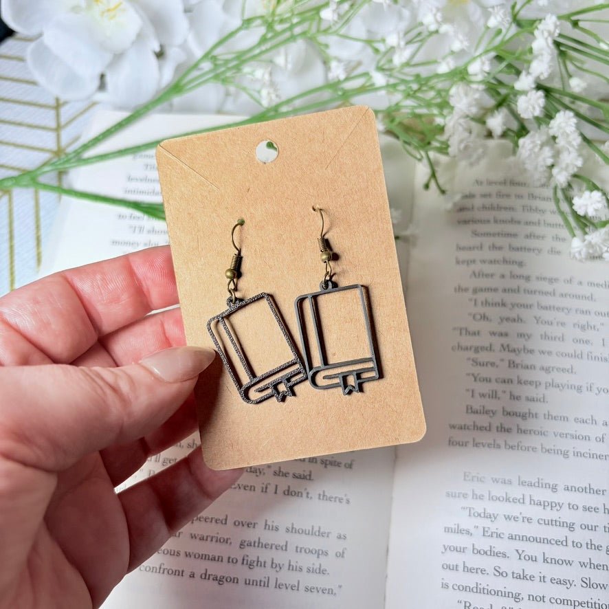 3D Printed Black Books Earrings