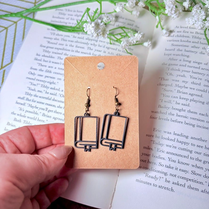 3D Printed Black Books Earrings