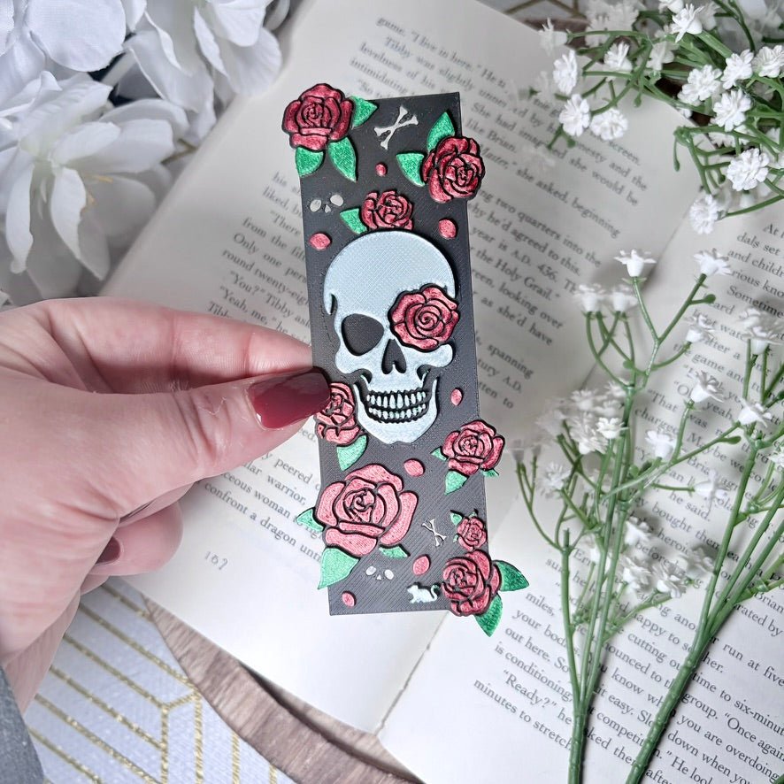 Little Mouse Skull and Rose Bookmark