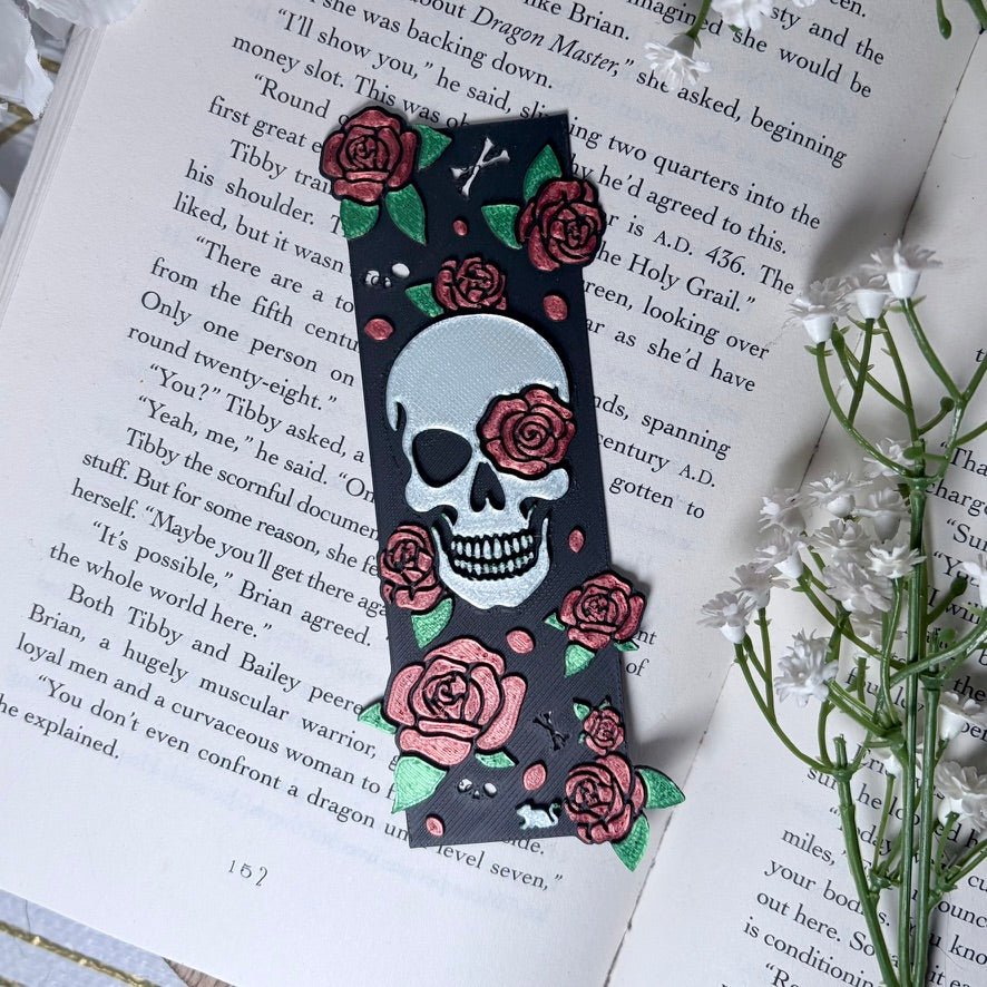Little Mouse Skull and Rose Bookmark