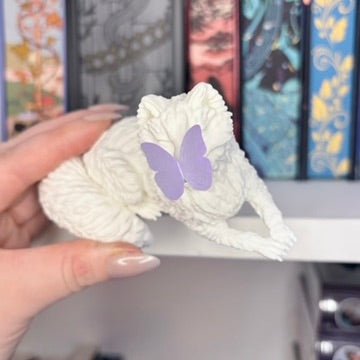 Perchling Fox with Butterfly Bookshelf Decor