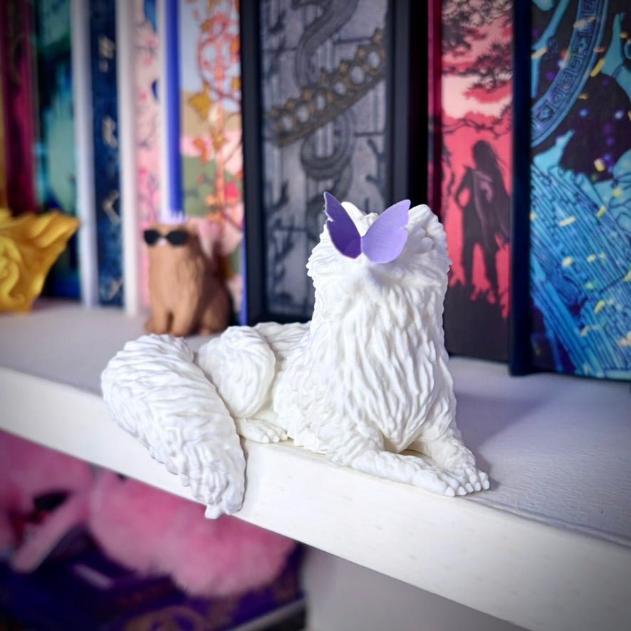Perchling Fox with Butterfly Bookshelf Decor
