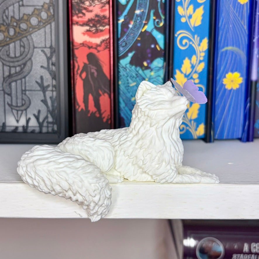 Perchling Fox with Butterfly Bookshelf Decor