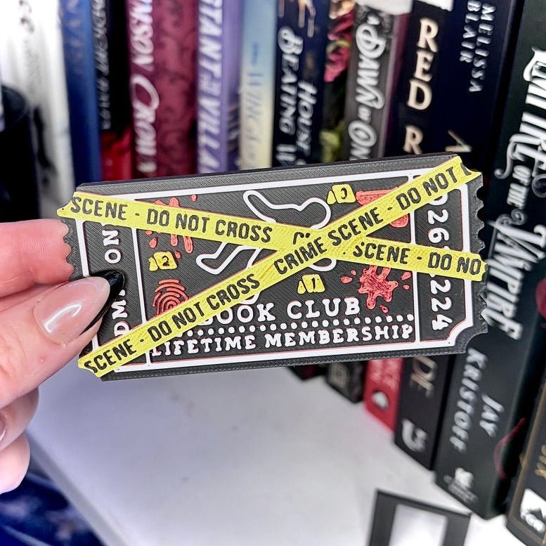 3D-Printed True Crime Book Club Shelf Ticket