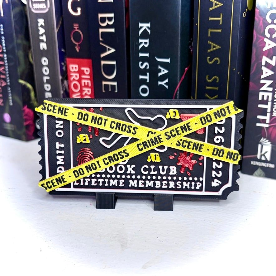 3D-Printed True Crime Book Club Shelf Ticket